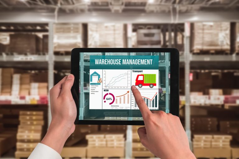Warehouse management innovative software in computer for real time monitoring